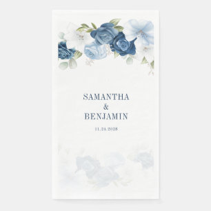 Dusty Blue Floral Eucalyptus Greenery Wedding Napkin