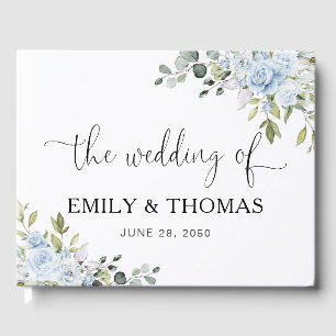 Dusty Blue Floral Eucalyptus Wedding Guest Book