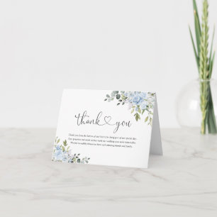 Dusty Blue Floral Eucalyptus Wedding Thank You Card
