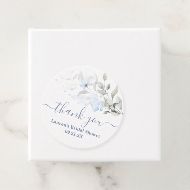 Dusty Blue Floral Favour Tags (In Situ)