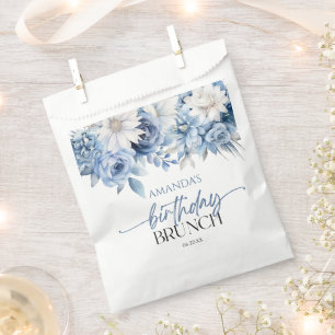 Dusty Blue Floral Flowers Birthday Brunch Party Favour Bags