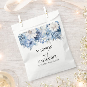 Dusty Blue Floral Flowers Garden Wedding Favour Bags
