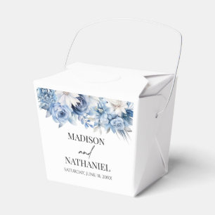 Dusty Blue Floral Flowers Garden Wedding Favour Box