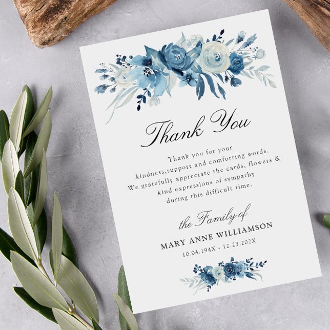 dusty blue floral funeral thank you note (Creator Uploaded)
