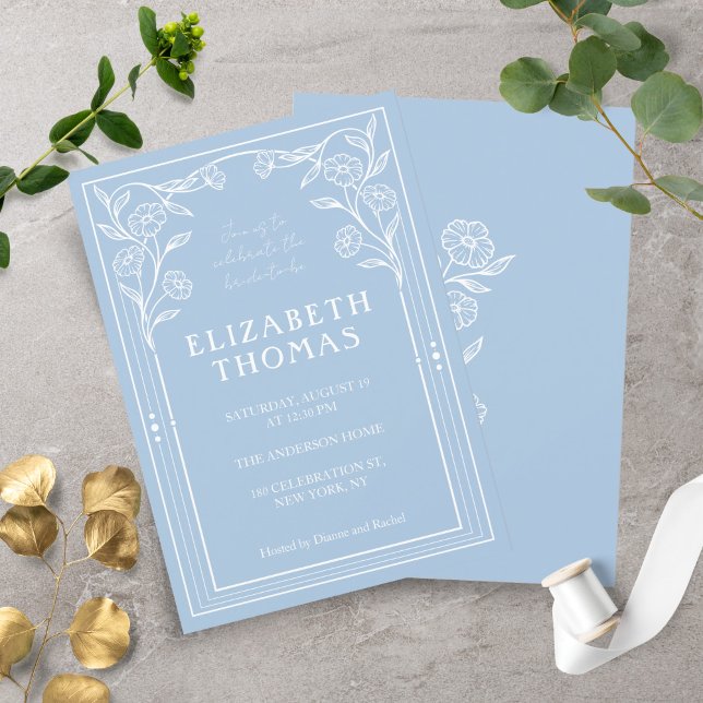 Dusty Blue Floral Fusion Bridal Shower Invitation (Creator Uploaded)