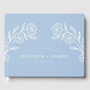 Dusty Blue Floral Fusion Guest Book