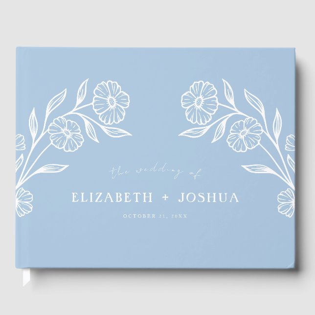 Dusty Blue Floral Fusion Guest Book (Front)