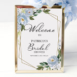 Dusty Blue Floral Geometric Bridal Shower Welcome Poster<br><div class="desc">Beautiful greenery eucalyptus dusty blue floral geometric bridal shower welcome sign. Easy to personalize with your details. Please get in touch with me via chat if you have questions about the artwork or need customization. PLEASE NOTE: For assistance on orders, shipping, product information, etc., contact Zazzle Customer Care directly https://help.zazzle.com/hc/en-us/articles/221463567-How-Do-I-Contact-Zazzle-Customer-Support-....</div>