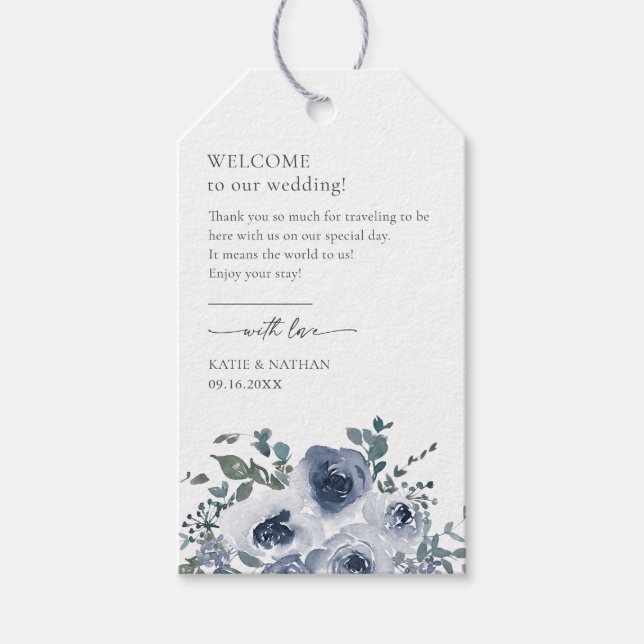 Dusty Blue Floral Gift Tags (Front)