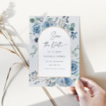 Dusty blue floral gold geometric Save the date Invitation<br><div class="desc">Dusty blue floral gold geometric Save the date Invitation.
Matching items available.</div>