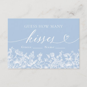 Dusty Blue Floral Guess How Many Kisses Game Enclosure Card