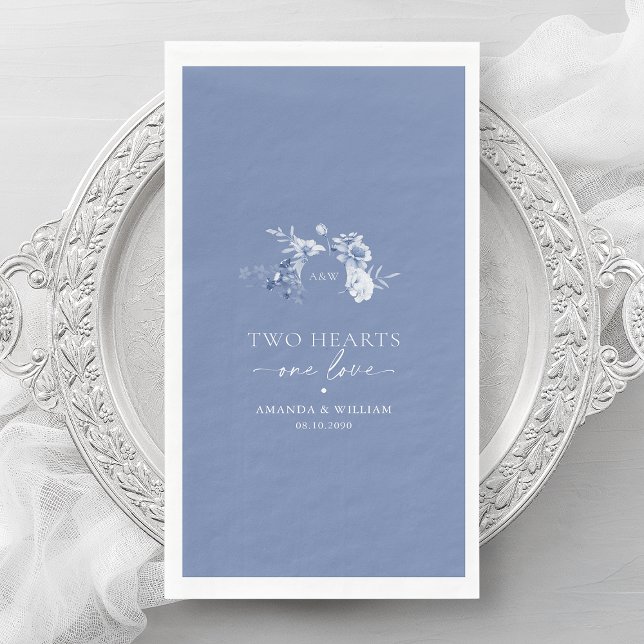 Dusty Blue Floral Guest Towels Napkin (Creator Uploaded)
