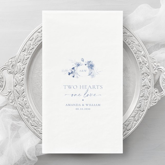 Dusty Blue Floral Guest Towels Napkin (Creator Uploaded)