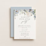 Dusty Blue Floral Happily Ever After Party Invitation<br><div class="desc">Elegant Watercolor Dusty Blue Garden Botanical Floral,  Happily Ever After Party Invitation. Grey colour typography with white colour background on front and coordinating blue colour backing.</div>