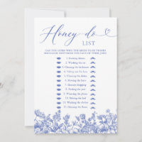Dusty Blue Floral Honey Do List Bridal Shower Game