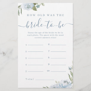 Dusty blue floral how old was the bride game