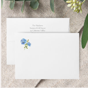 Dusty Blue Floral Hydrangea Wedding Envelope