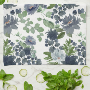 Dusty blue floral Kitchen Towel