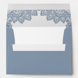 Dusty Blue Floral Lace Wedding Envelope
