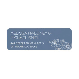 Dusty Blue Floral Line Art