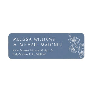 Dusty Blue Floral Line Art