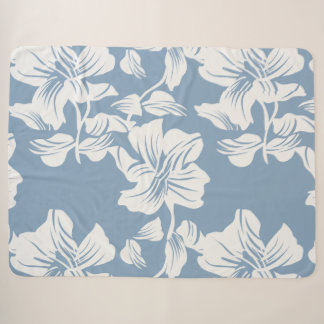 Dusty Blue Floral Line Art Cosy Fleece Blanket