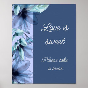  Dusty-blue floral love is sweet bridal shower  Poster