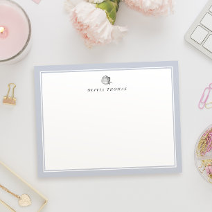 Dusty blue floral minimal personalised Stationery Card