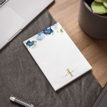 Dusty Blue Floral Monogram Eucalyptus Script Name Notepad<br><div class="desc">Elegant floral watercolor dusty blue,  white,  and navy floral bouquet notepad featuring script monogram name that you can change to any font type that are available here when you click the "Personalize" button. Completely change the background color by clicking the "Customize this" button</div>