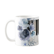 dusty blue floral music coffee mug