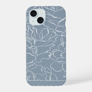 Dusty Blue Floral Pattern Personalised iPhone 15 Case