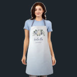 Dusty blue floral personalised bridesmaid apron<br><div class="desc">Watercolor botanical floral and greenery in soft yellow,  dusty blue,  and grey,  elegant and romantic,  great personalised cooking apron for hostess gifts and bridesmaid gifts etc.</div>