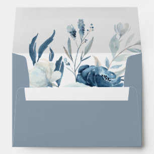 Dusty Blue Floral Personalised Return Address Envelope