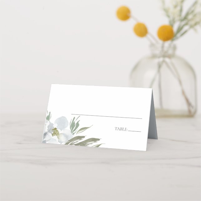 Dusty Blue Floral Place Cards (Front)