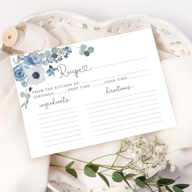 Dusty blue floral recipe card (Creator Uploaded)