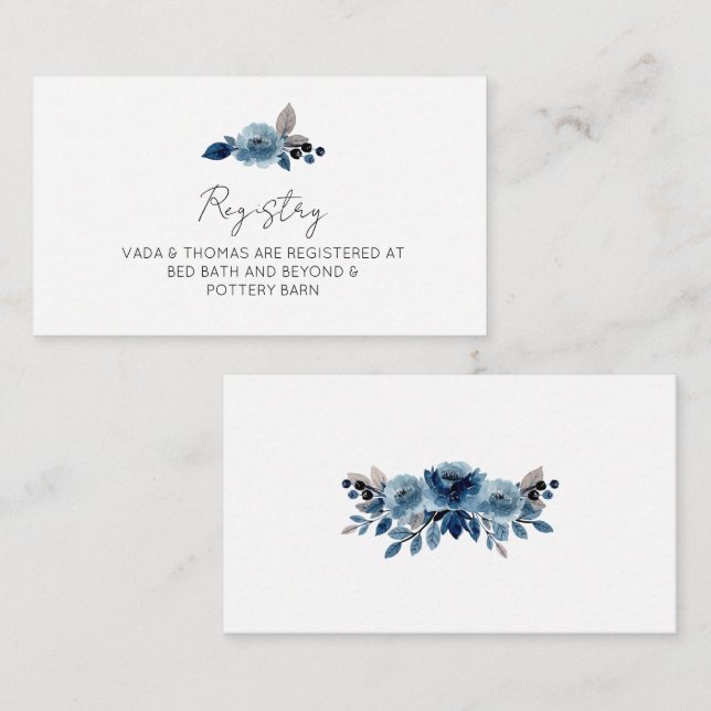 Dusty blue floral Registry Card (Front/Back)