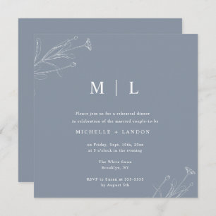 Dusty Blue Floral Rehearsal Dinner Invitation