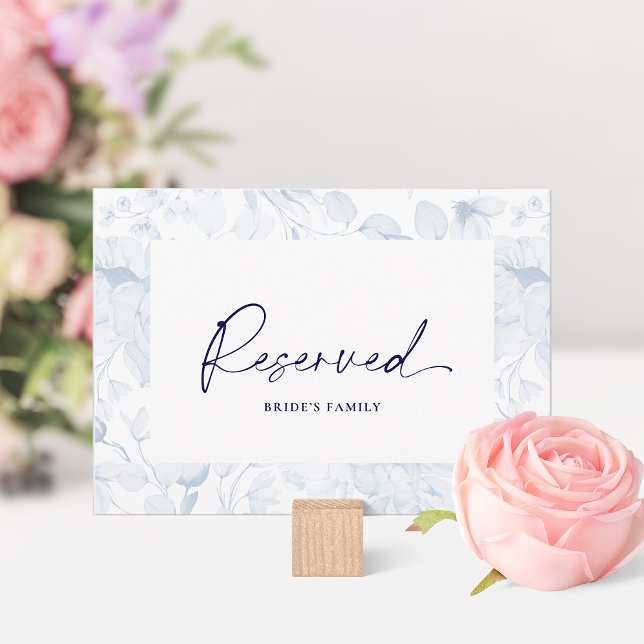 Dusty Blue Floral Reserved Seating Card  (Creator Uploaded)