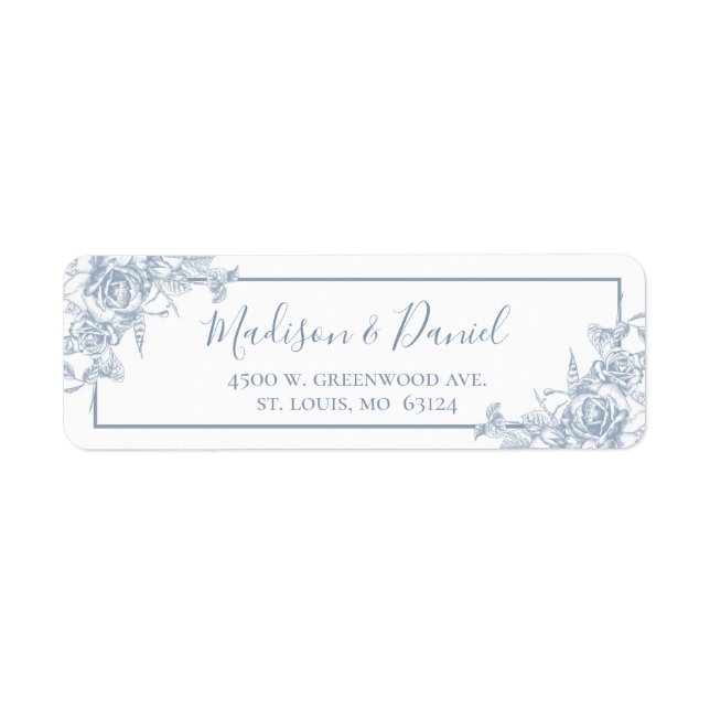 Dusty Blue Floral Return Address (Front)