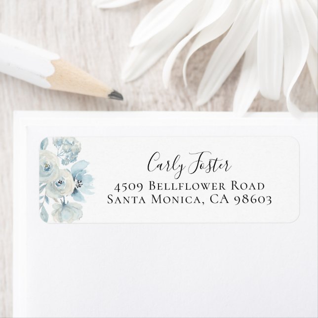 Dusty Blue Floral Return Address (Insitu)