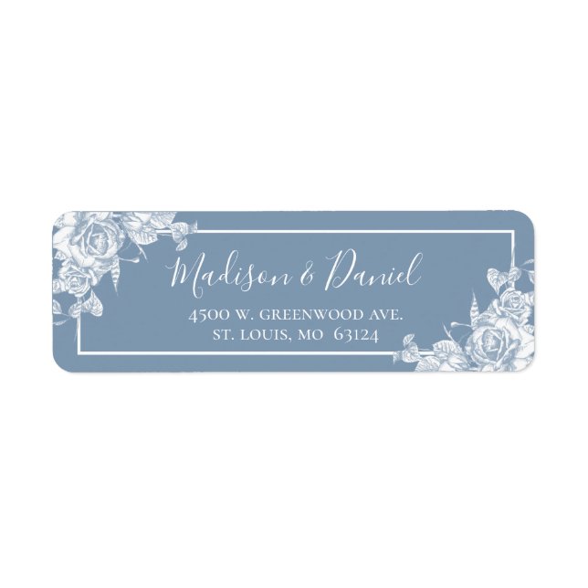 Dusty Blue Floral Return Address (Front)