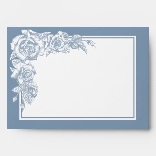 Dusty Blue Floral Return Address Envelope (Front)