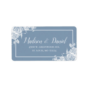 Dusty Blue Floral Return Address Label
