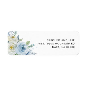 Dusty Blue Floral Return Address Label