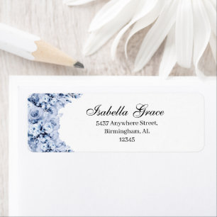Dusty Blue Floral Return Address Label