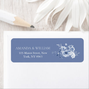 Dusty Blue Floral Return Address Labels
