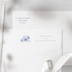 Dusty Blue Floral Return Address Labels