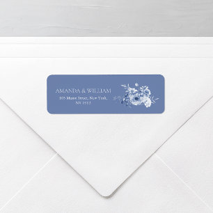 Dusty Blue Floral Return Address Labels
