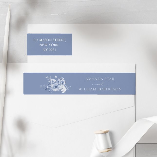 Dusty Blue Floral Return Address Labels (Creator Uploaded)