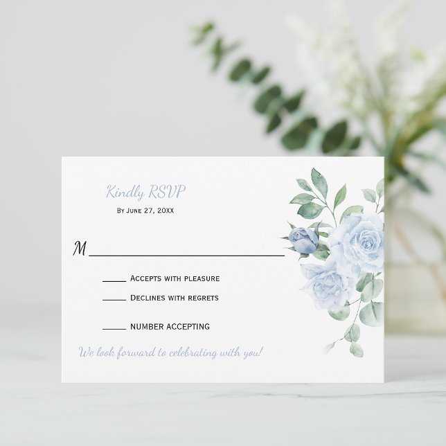 Dusty Blue Floral RSVP | Card (Creator Uploaded)